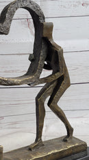 Abstract Modern Art Sculpture Couple Carrying Heart - Bronze