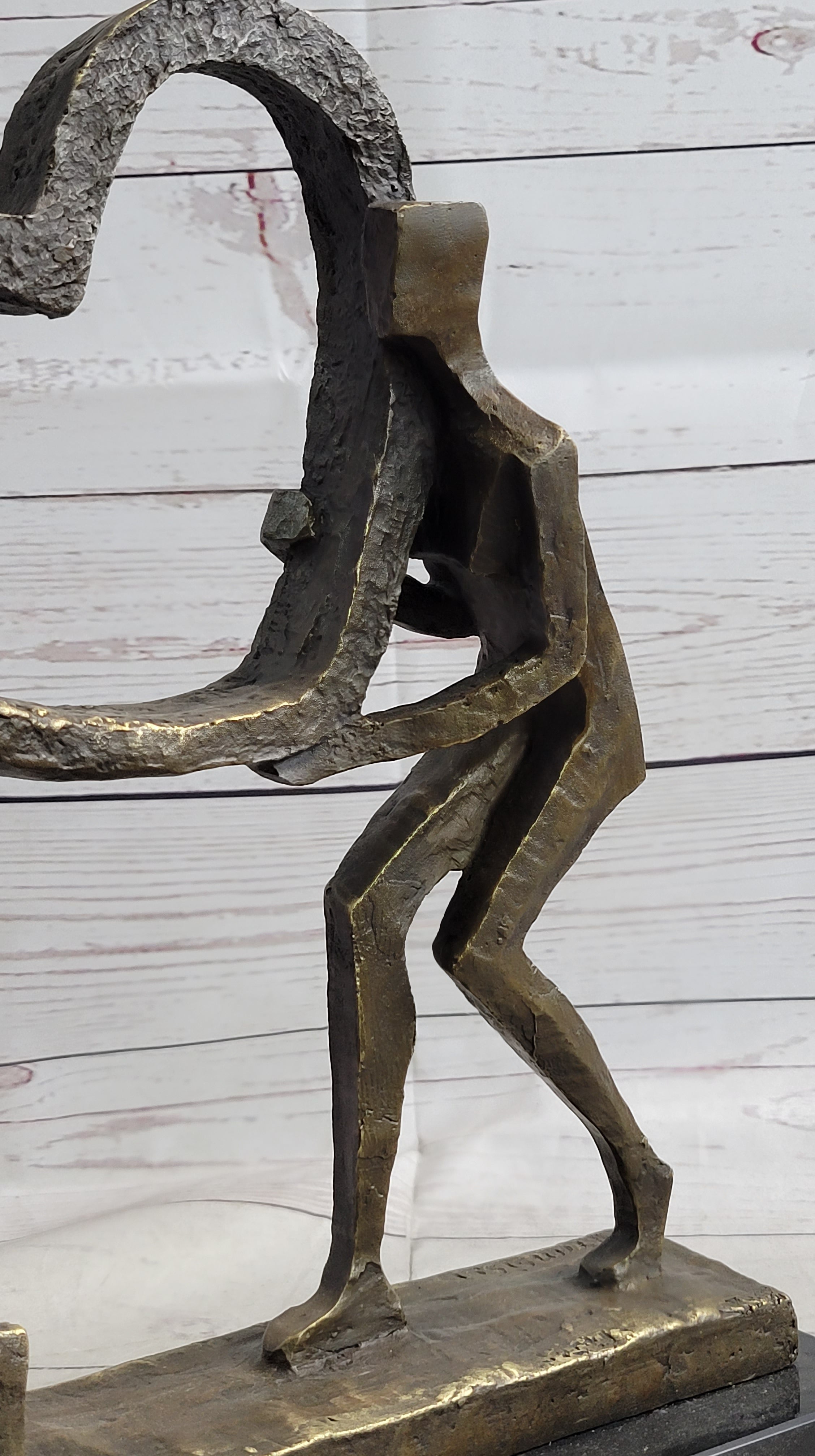 Abstract Modern Art Sculpture Couple Carrying Heart - Bronze