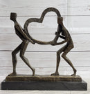 Abstract Modern Art Sculpture Couple Carrying Heart - Bronze