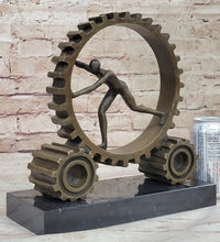 Cog in the Machine Abstract Bronze Sculpture Signed Art