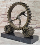 Cog in the Machine Abstract Bronze Sculpture Signed Art