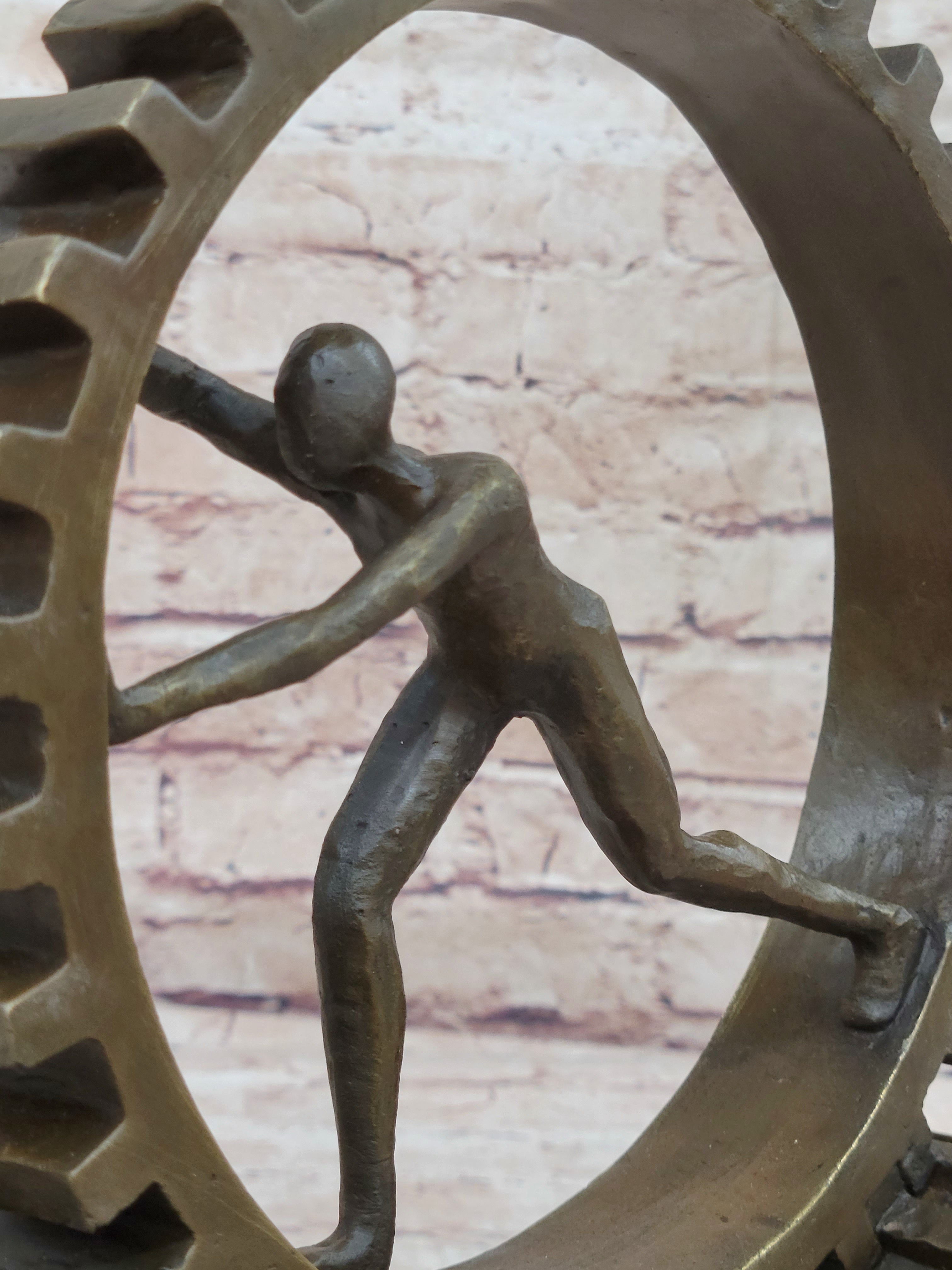 Cog in the Machine Abstract Bronze Sculpture Signed Art