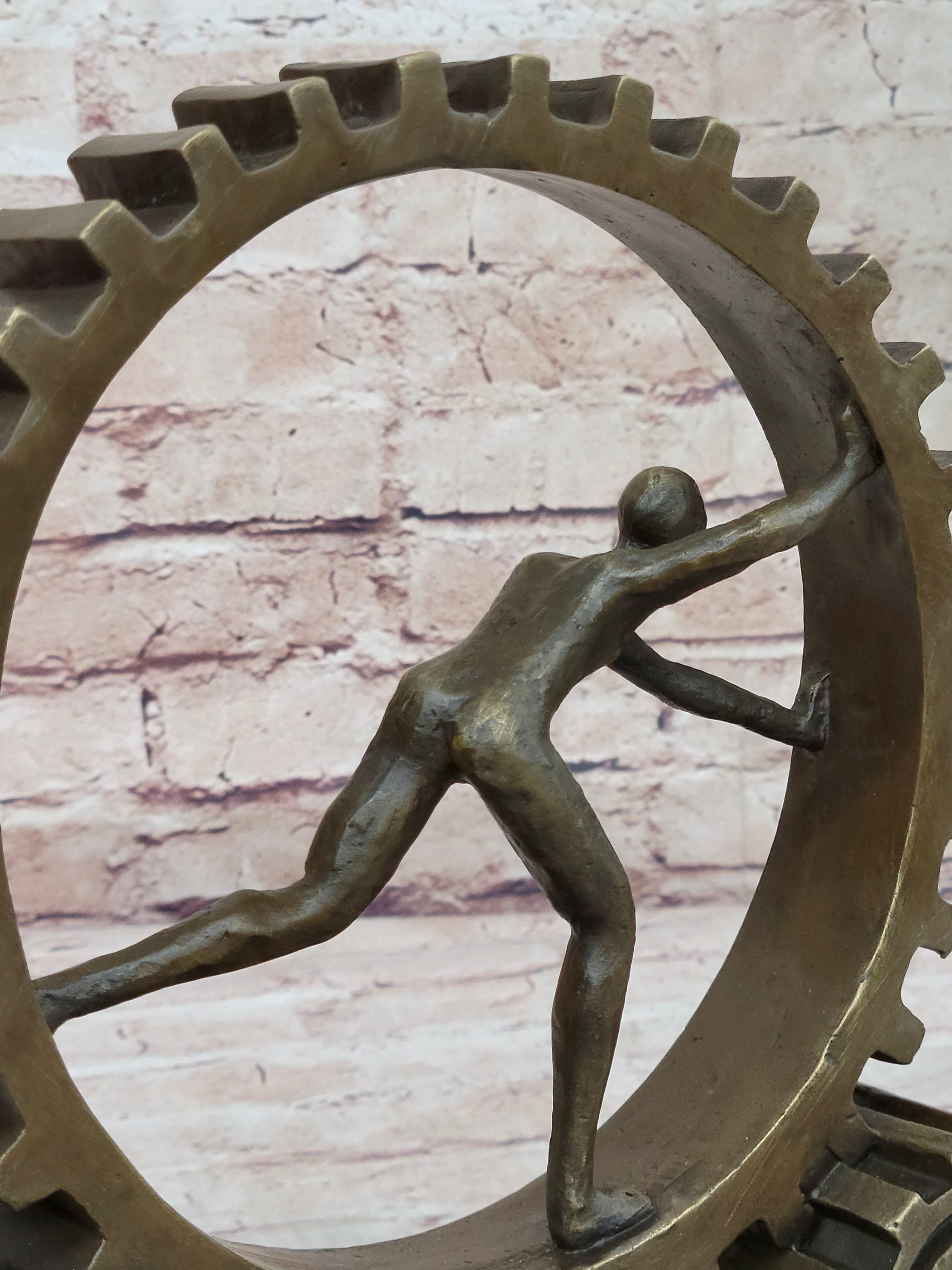 Cog in the Machine Abstract Bronze Sculpture Signed Art