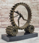 Cog in the Machine Abstract Bronze Sculpture Signed Art