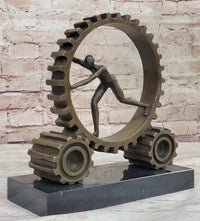 Cog in the Machine Abstract Bronze Sculpture Signed Art