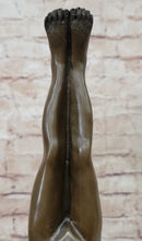 Nude Muscular Male Doing Handstand Bronze Statue Sculpture Figure on Marble Base