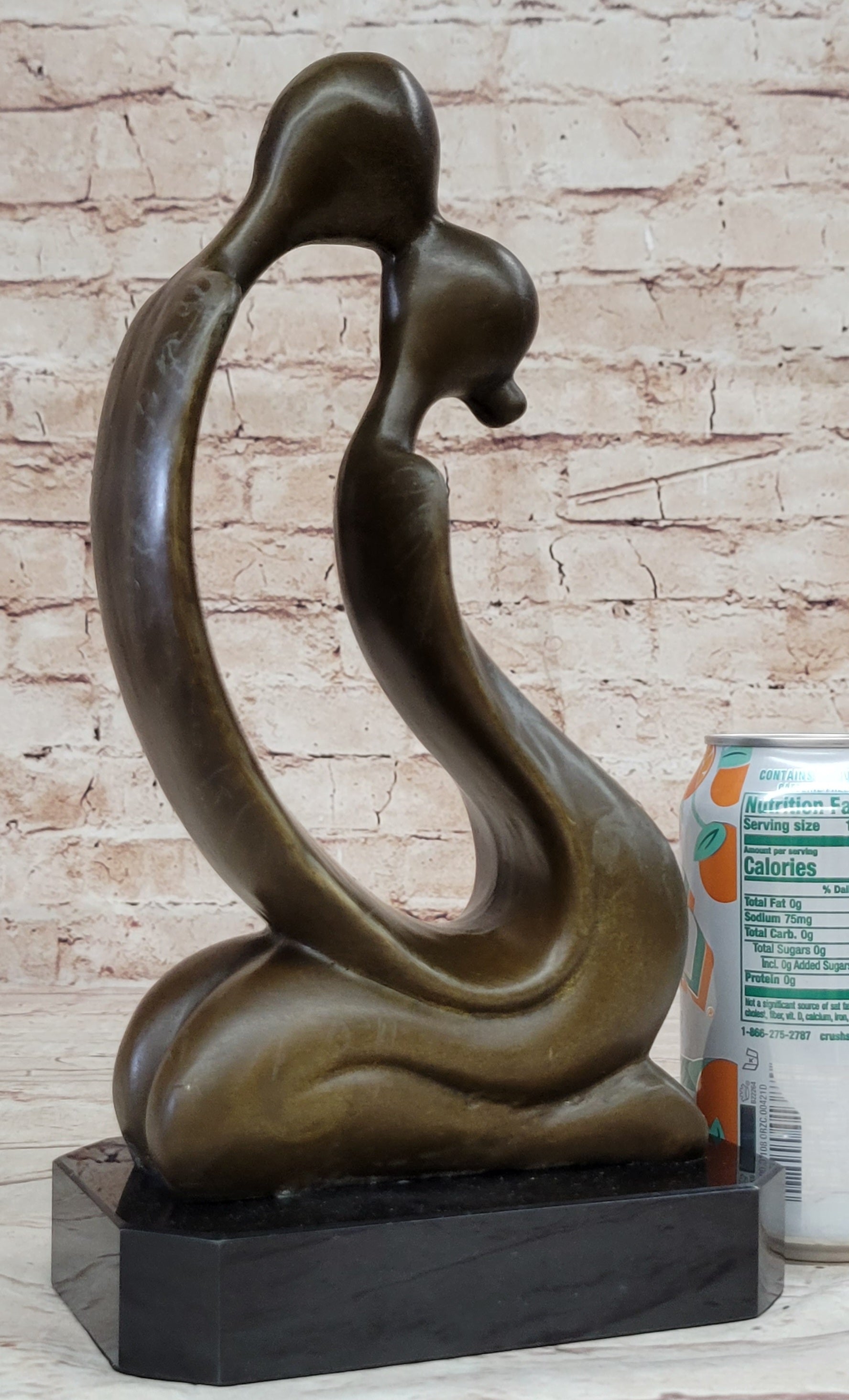 Abstract Bronze Sculpture of Couple Kissing - Love Romance Art