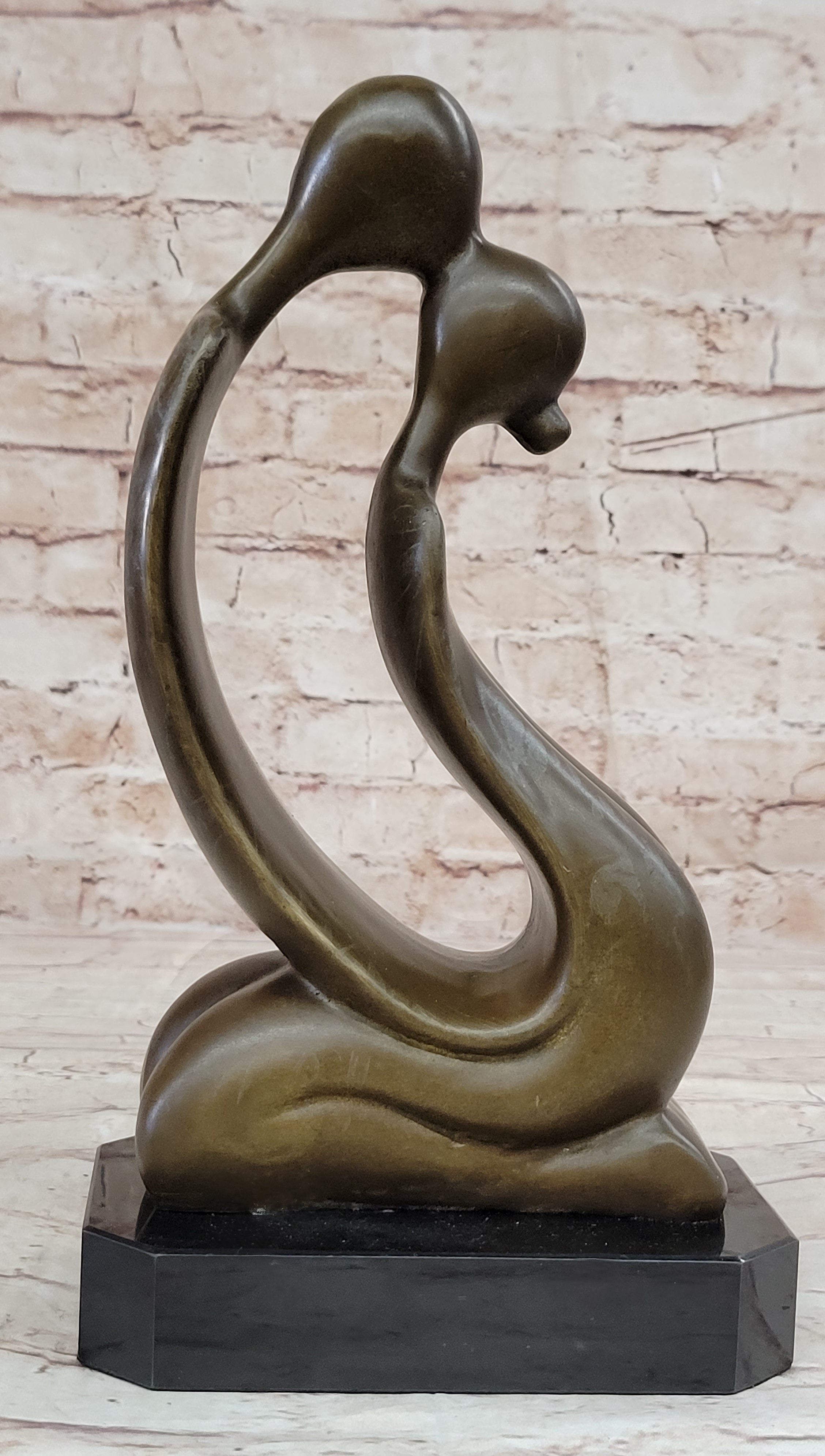 Abstract Bronze Sculpture of Couple Kissing - Love Romance Art
