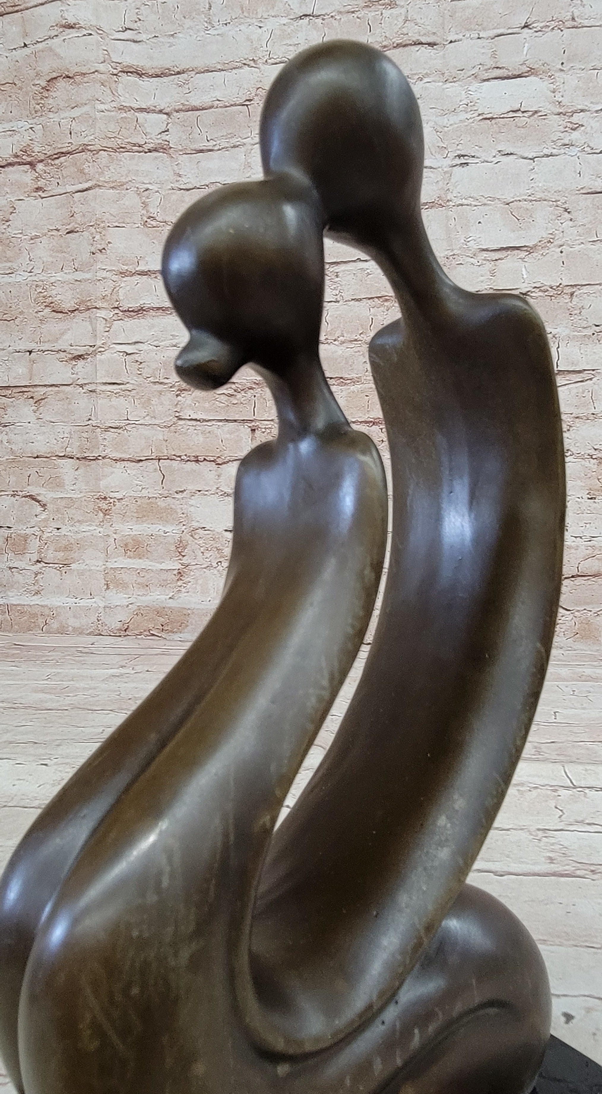 Abstract Bronze Sculpture of Couple Kissing - Love Romance Art