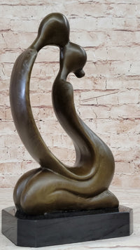 Abstract Bronze Sculpture of Couple Kissing - Love Romance Art