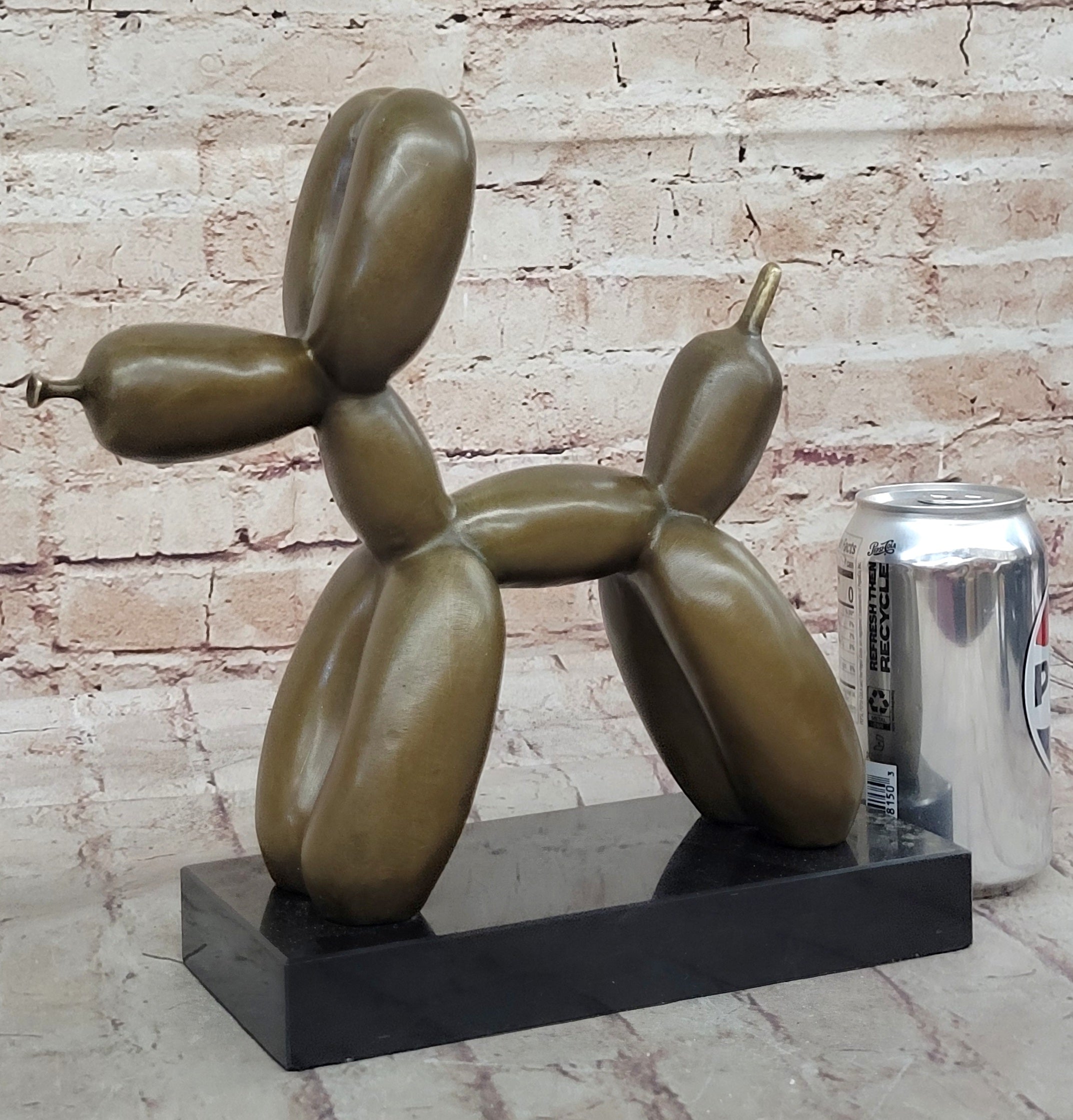 Balloon Dog Bronze Metal Sculpture Abstract Art on Marble Base