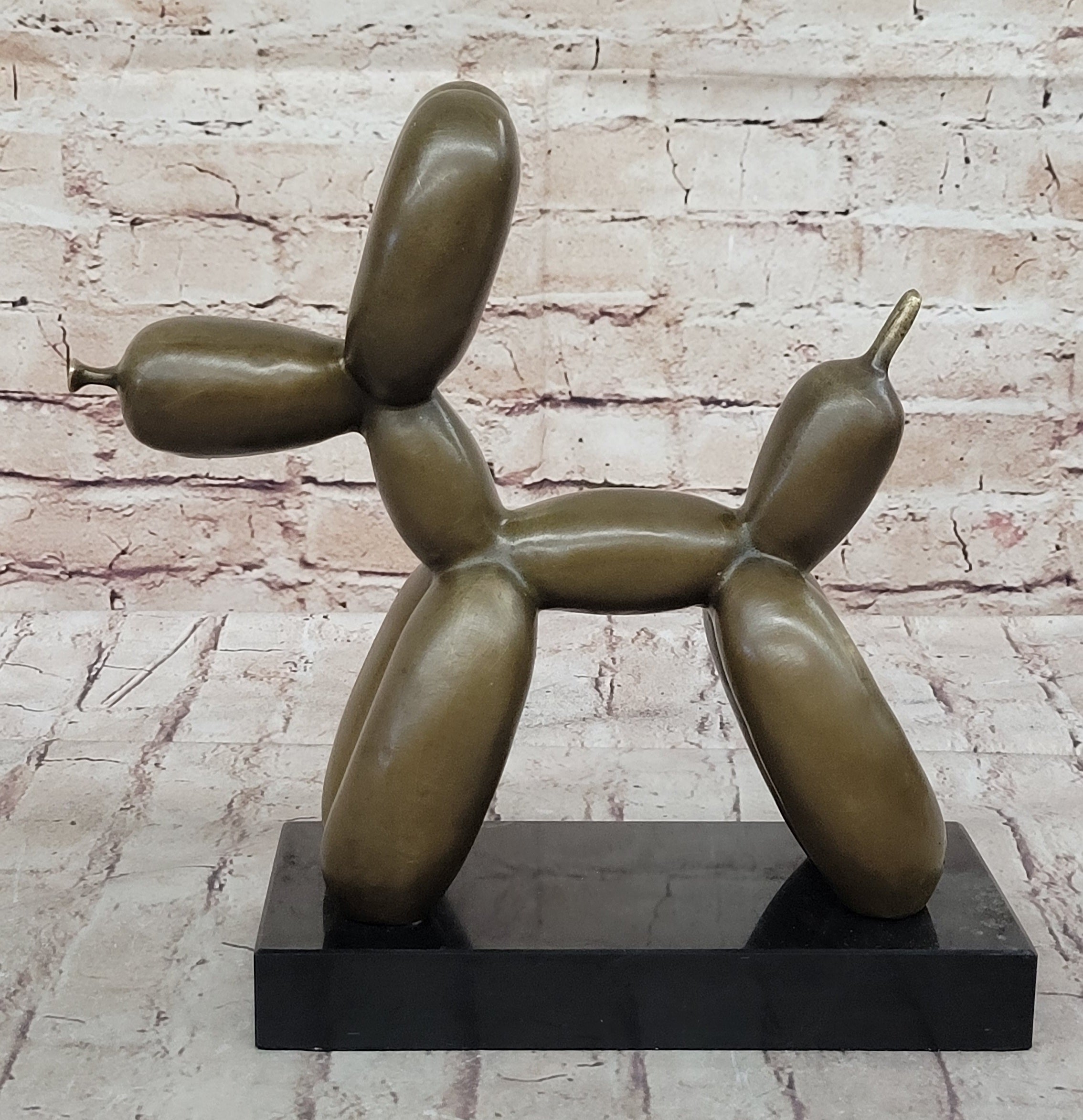 Balloon Dog Bronze Metal Sculpture Abstract Art on Marble Base