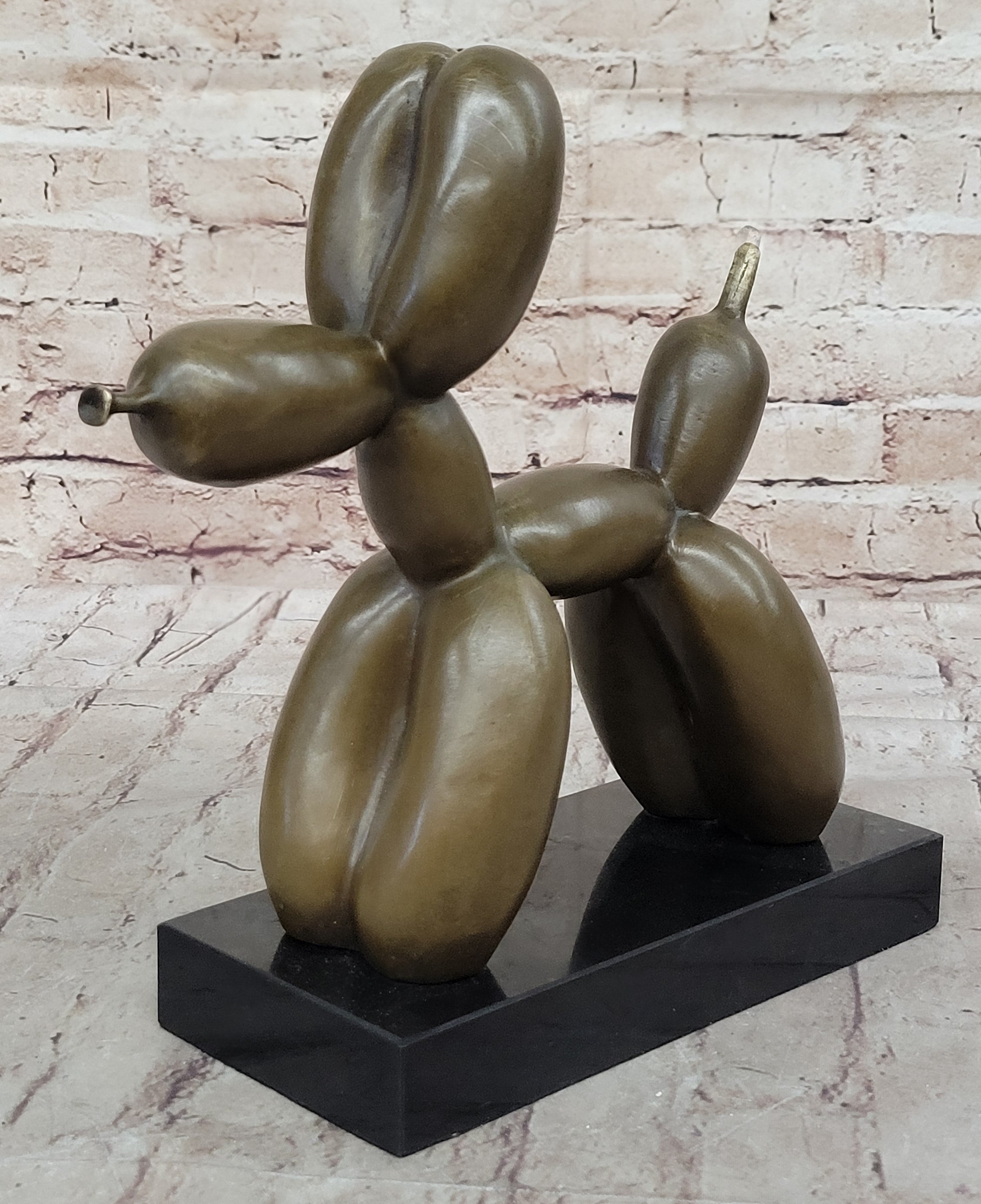 Balloon Dog Bronze Metal Sculpture Abstract Art on Marble Base