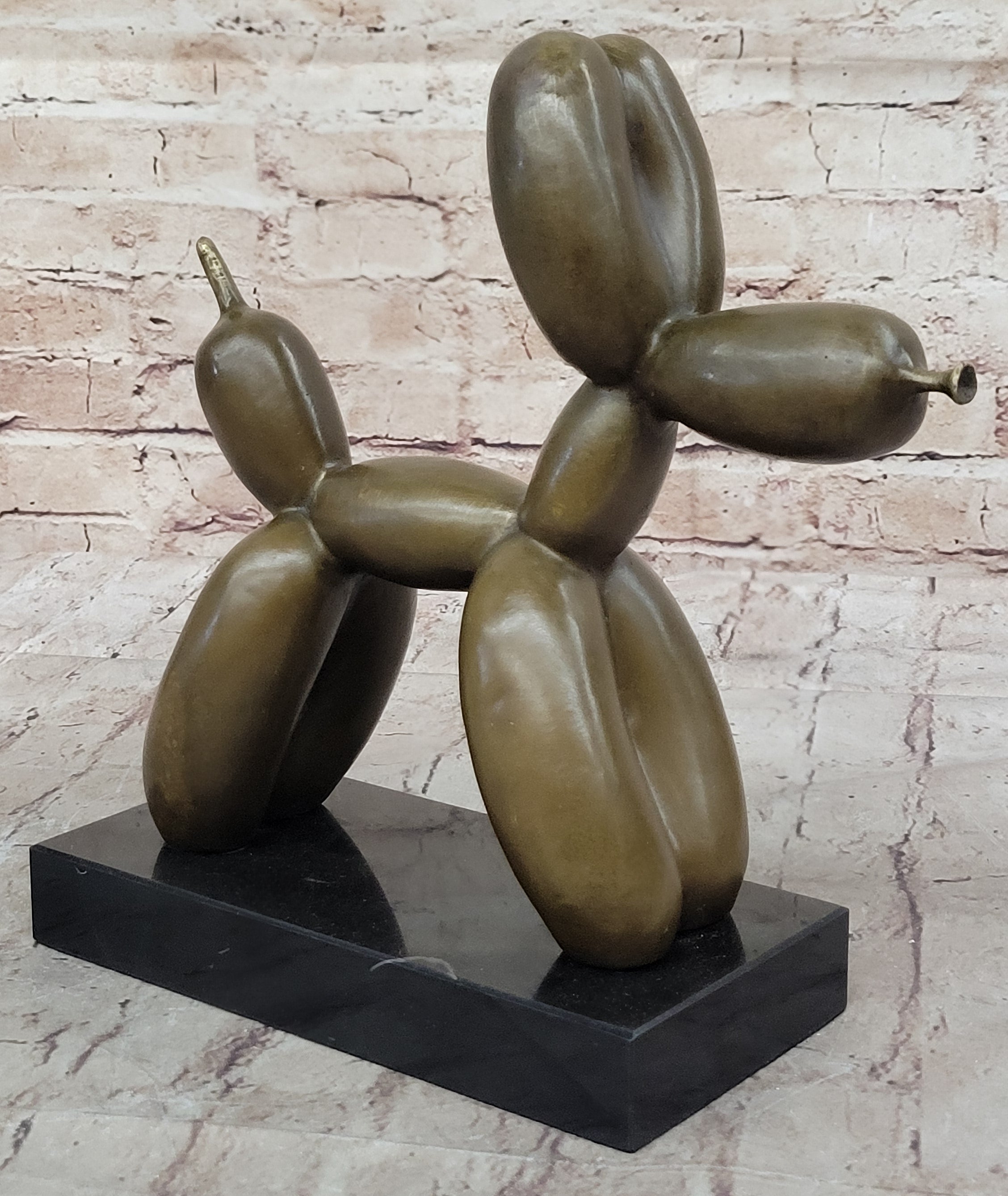 Balloon Dog Bronze Metal Sculpture Abstract Art on Marble Base
