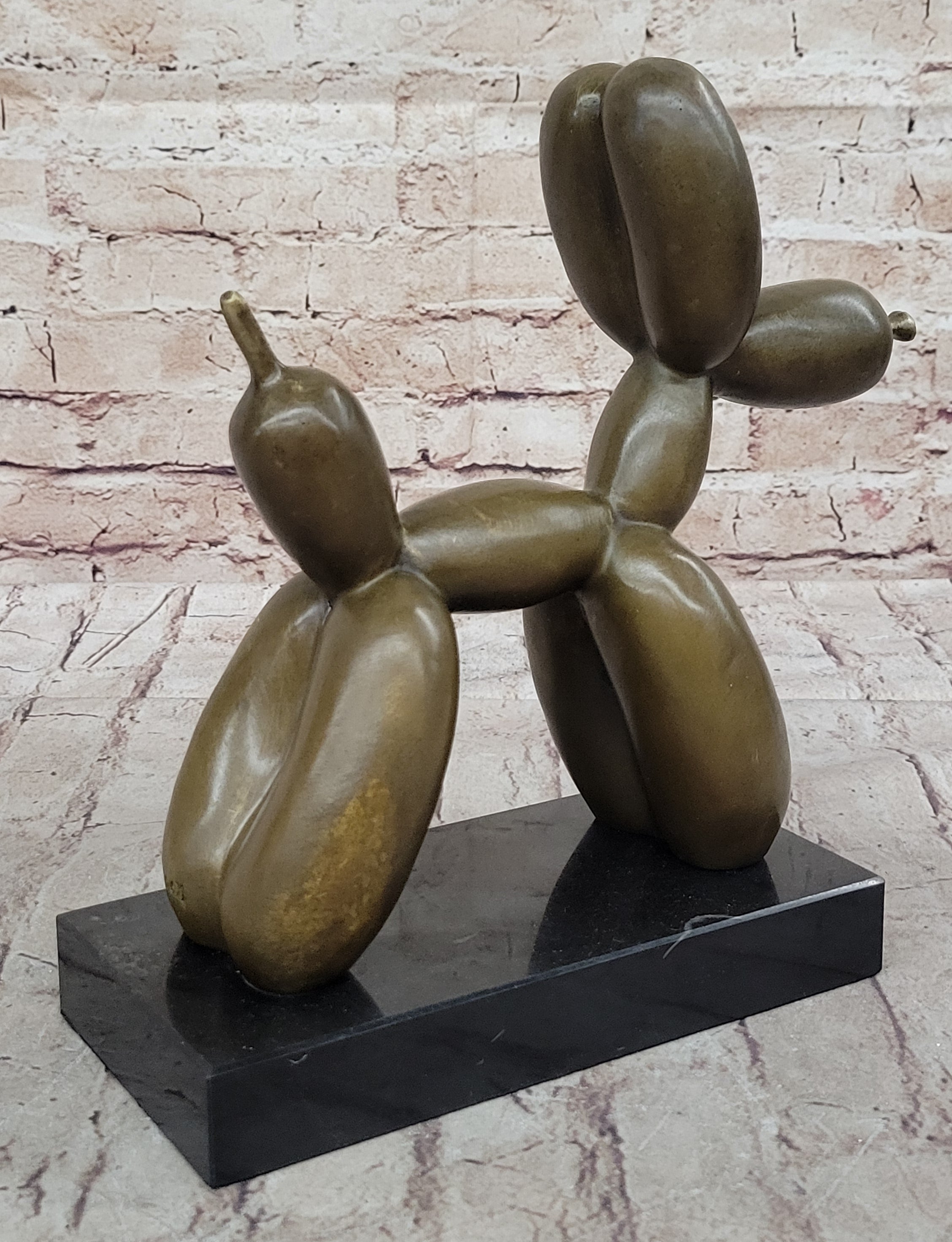 Balloon Dog Bronze Metal Sculpture Abstract Art on Marble Base