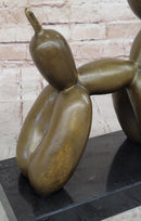 Balloon Dog Bronze Metal Sculpture Abstract Art on Marble Base