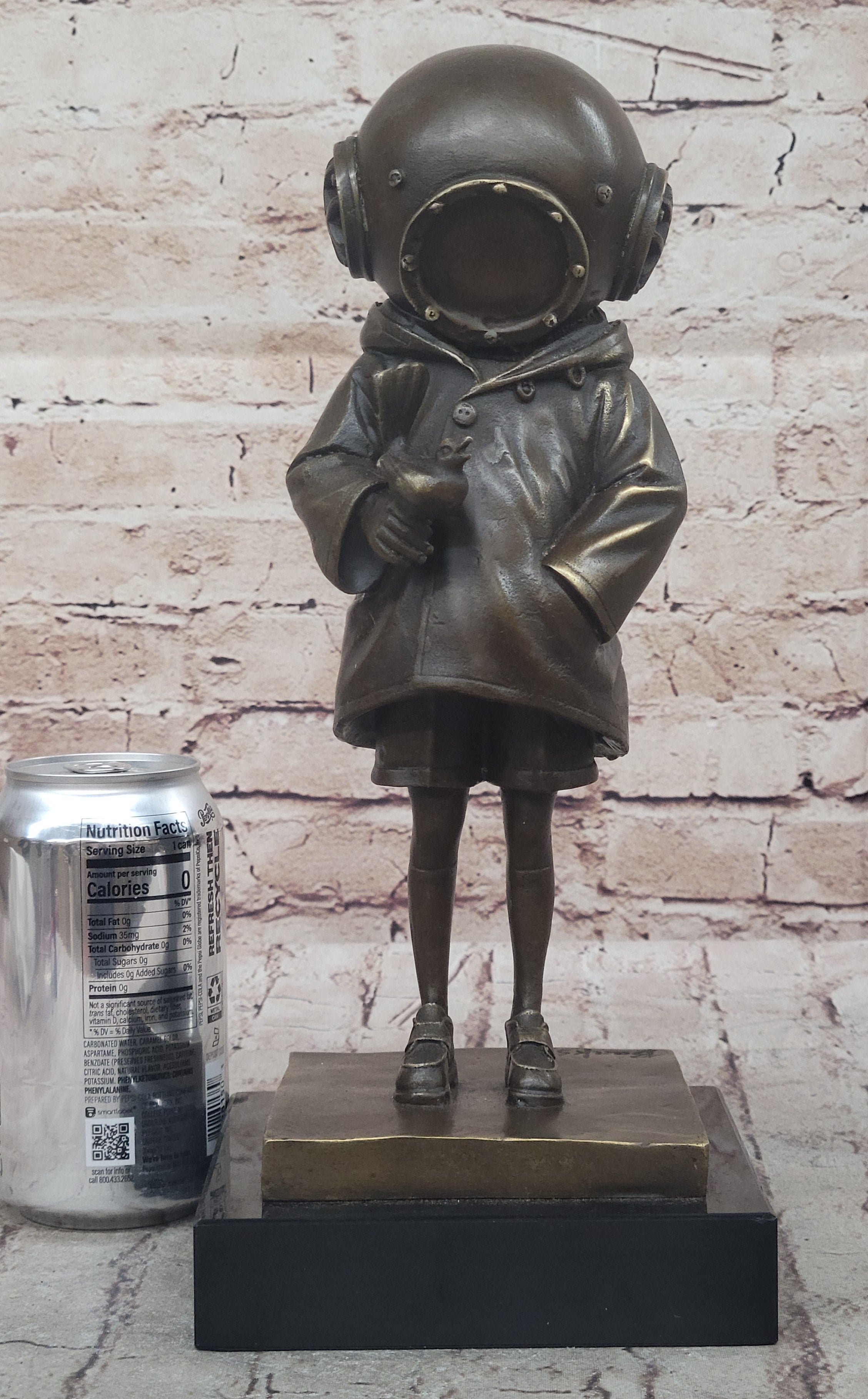 Space Girl and Bird by Banksy - Bronze Sculpture on Marble