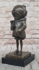 Space Girl and Bird by Banksy - Bronze Sculpture on Marble