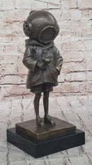 Space Girl and Bird by Banksy - Bronze Sculpture on Marble