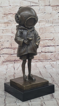 Space Girl and Bird by Banksy - Bronze Sculpture on Marble