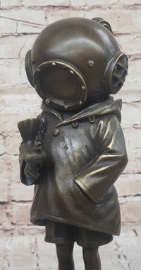 Space Girl and Bird by Banksy - Bronze Sculpture on Marble