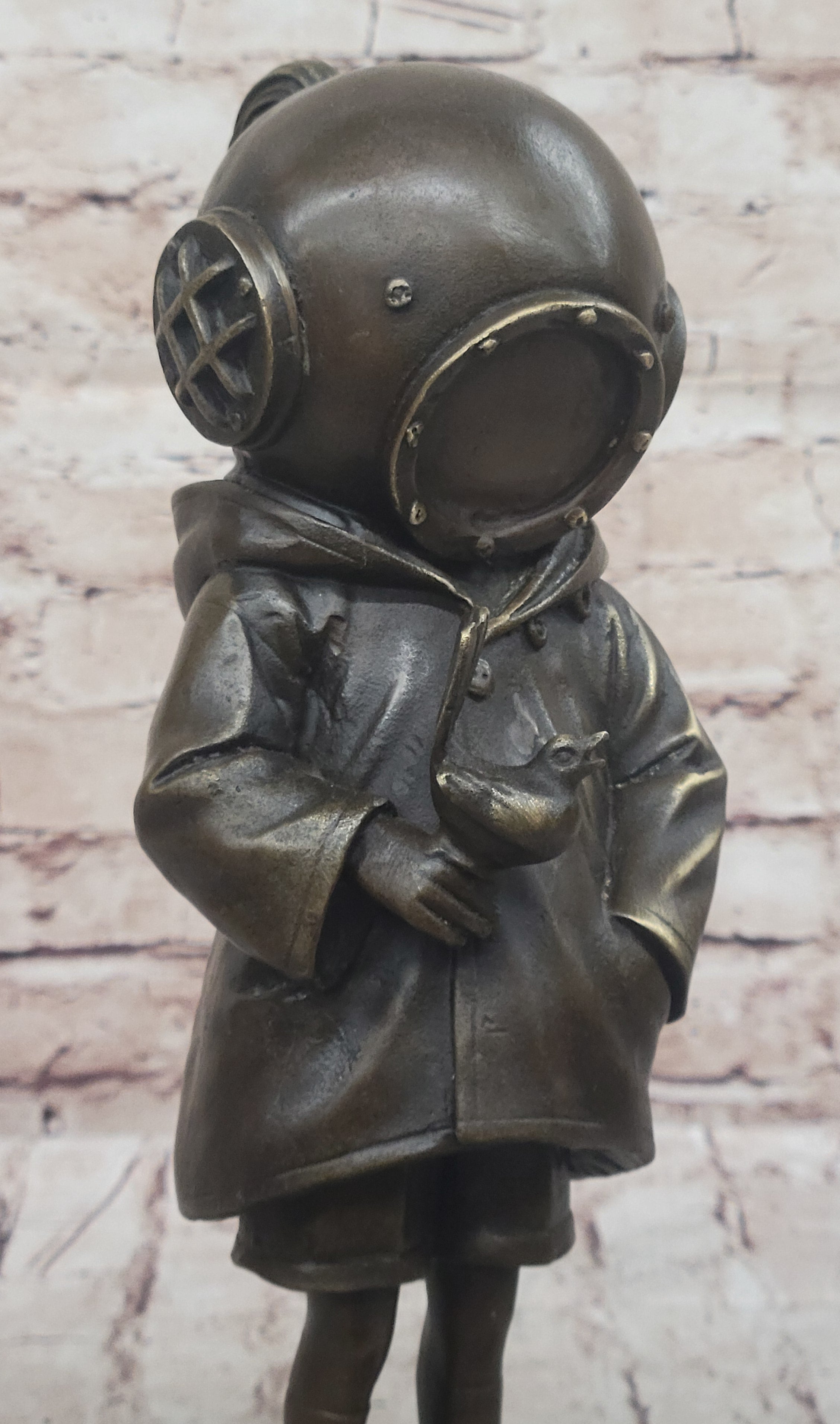 Space Girl and Bird by Banksy - Bronze Sculpture on Marble