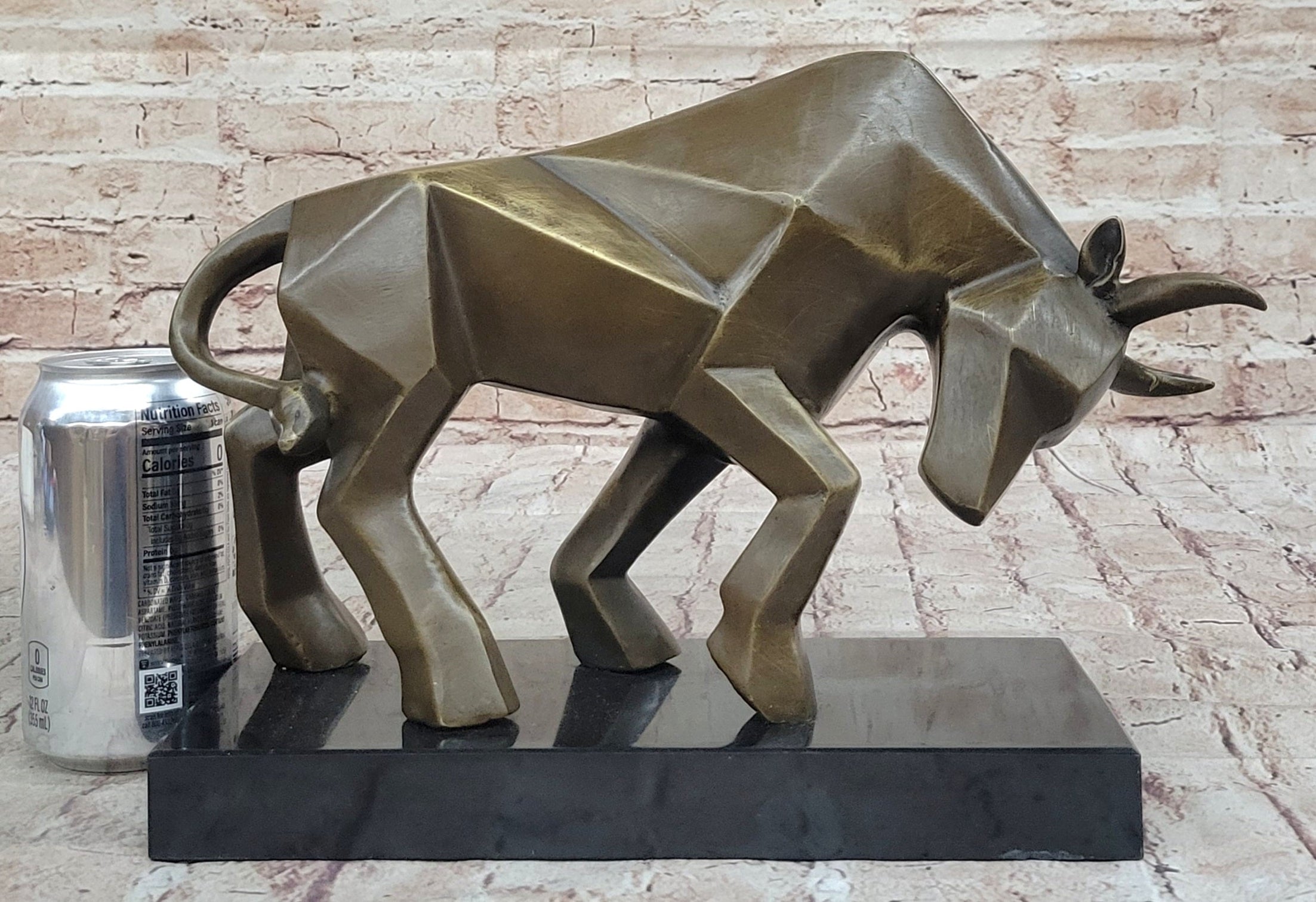 Geometric Abstract Modern Art Bronze Bull Sculpture Signed Fransisci