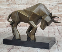 Geometric Abstract Modern Art Bronze Bull Sculpture Signed Fransisci