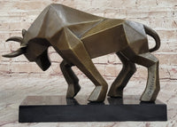Geometric Abstract Modern Art Bronze Bull Sculpture Signed Fransisci