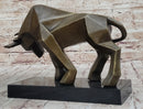 Geometric Abstract Modern Art Bronze Bull Sculpture Signed Fransisci