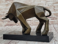 Geometric Abstract Modern Art Bronze Bull Sculpture Signed Fransisci