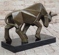 Geometric Abstract Modern Art Bronze Bull Sculpture Signed Fransisci