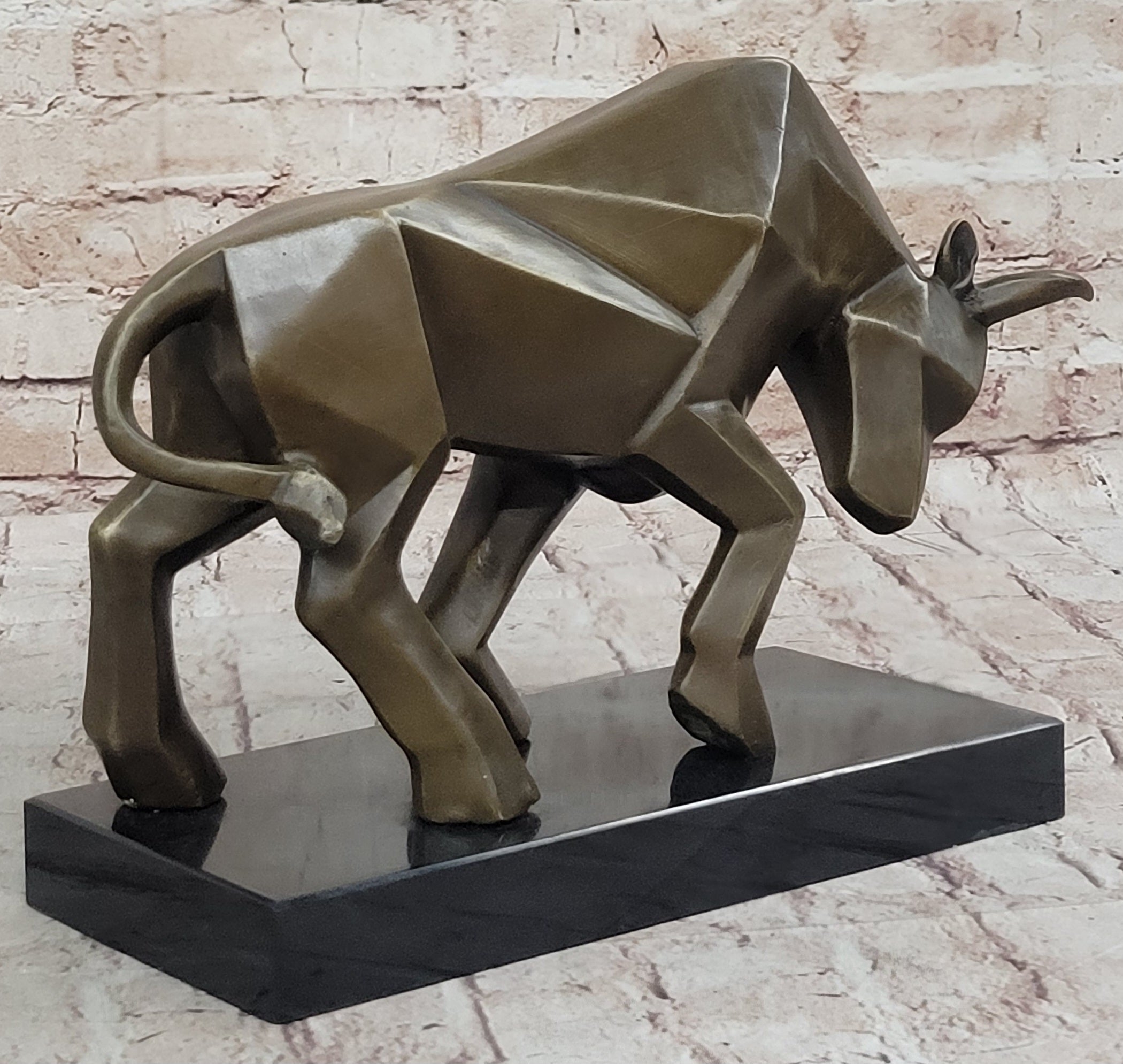 Geometric Abstract Modern Art Bronze Bull Sculpture Signed Fransisci