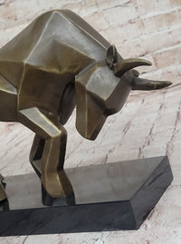 Geometric Abstract Modern Art Bronze Bull Sculpture Signed Fransisci