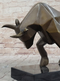 Geometric Abstract Modern Art Bronze Bull Sculpture Signed Fransisci