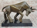 Geometric Abstract Modern Art Bronze Bull Sculpture Signed Fransisci