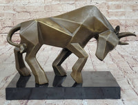 Geometric Abstract Modern Art Bronze Bull Sculpture Signed Fransisci