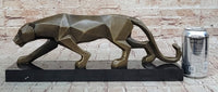 Geometric Modern Art Bronze Sculpture of Lion Cougar Puma