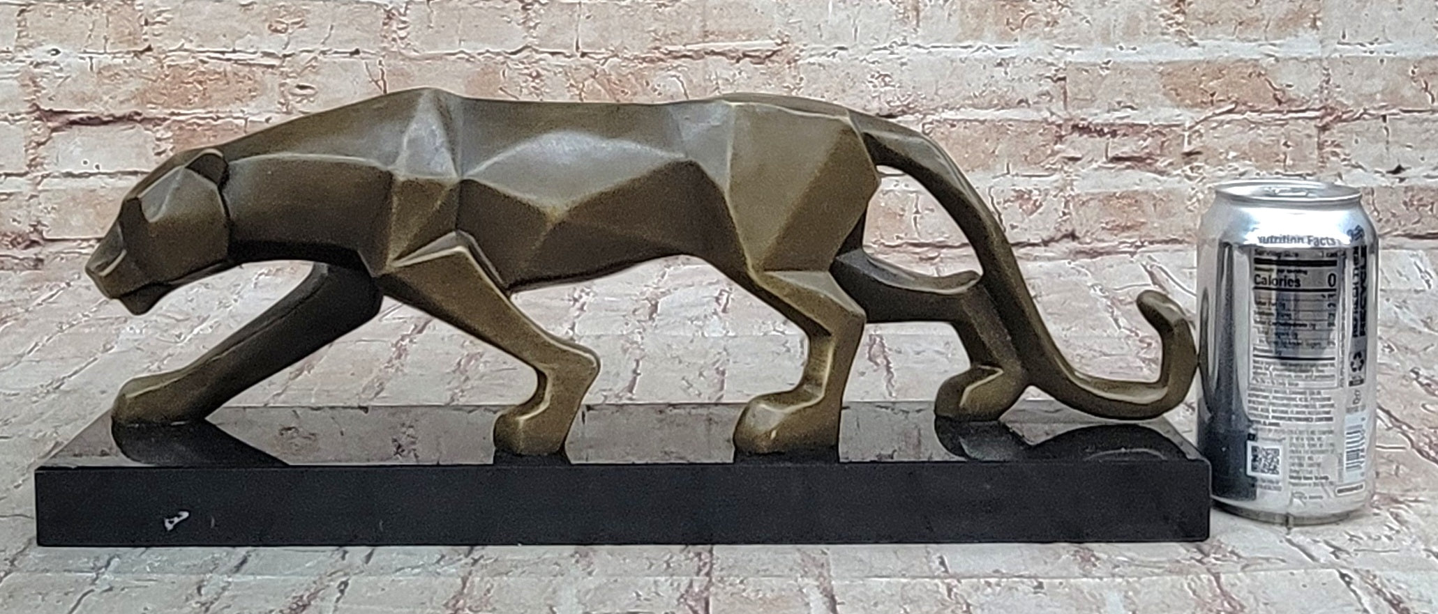 Geometric Modern Art Bronze Sculpture of Lion Cougar Puma