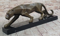 Geometric Modern Art Bronze Sculpture of Lion Cougar Puma