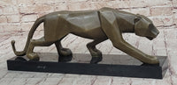 Geometric Modern Art Bronze Sculpture of Lion Cougar Puma