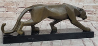 Geometric Modern Art Bronze Sculpture of Lion Cougar Puma