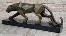 Geometric Modern Art Bronze Sculpture of Lion Cougar Puma