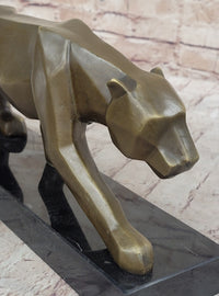 Geometric Modern Art Bronze Sculpture of Lion Cougar Puma