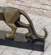 Geometric Modern Art Bronze Sculpture of Lion Cougar Puma