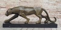 Geometric Modern Art Bronze Sculpture of Lion Cougar Puma