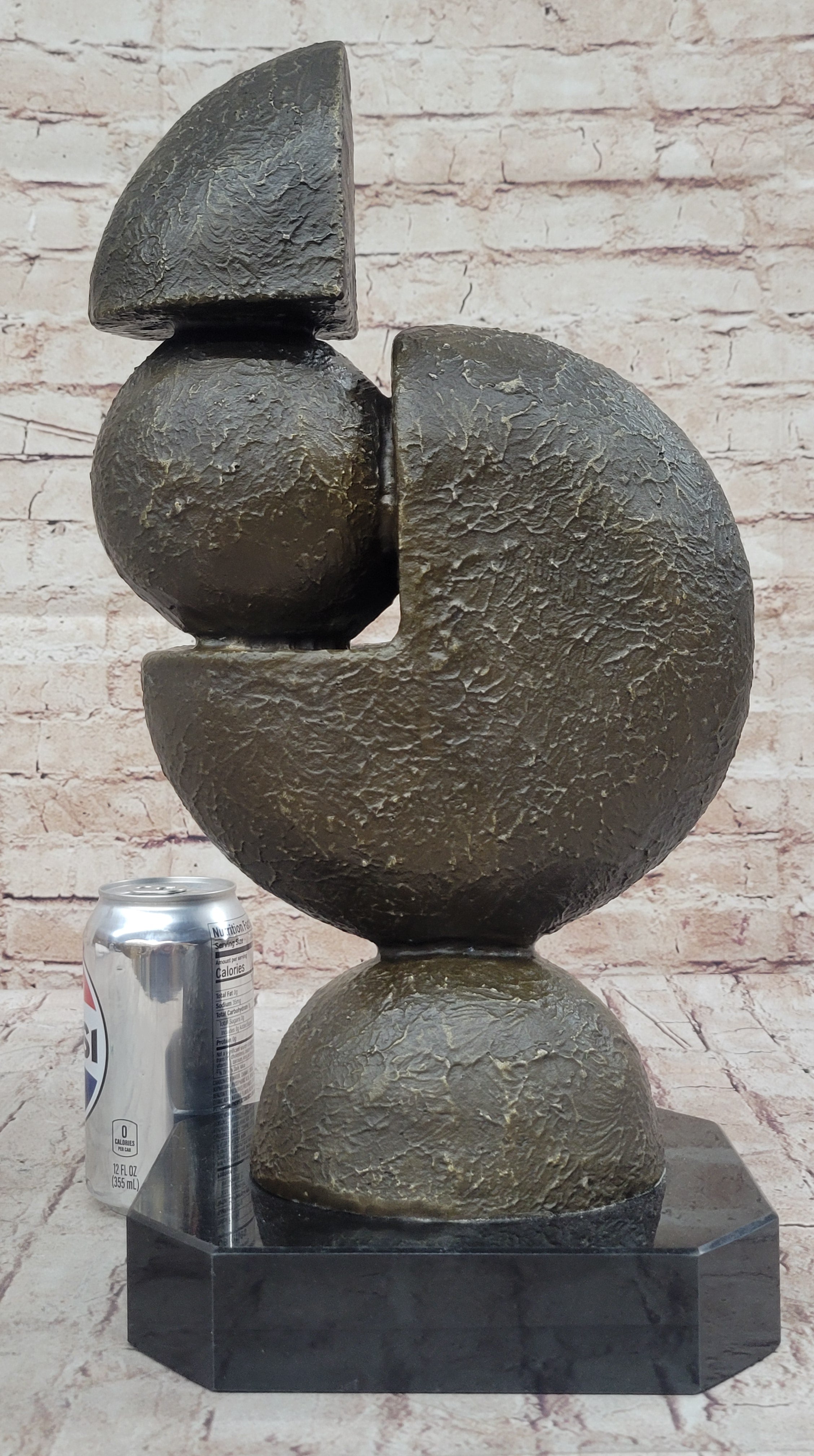 Geometric Bronze Metal Pac Man Inspired Art Sculpture by Fransisci