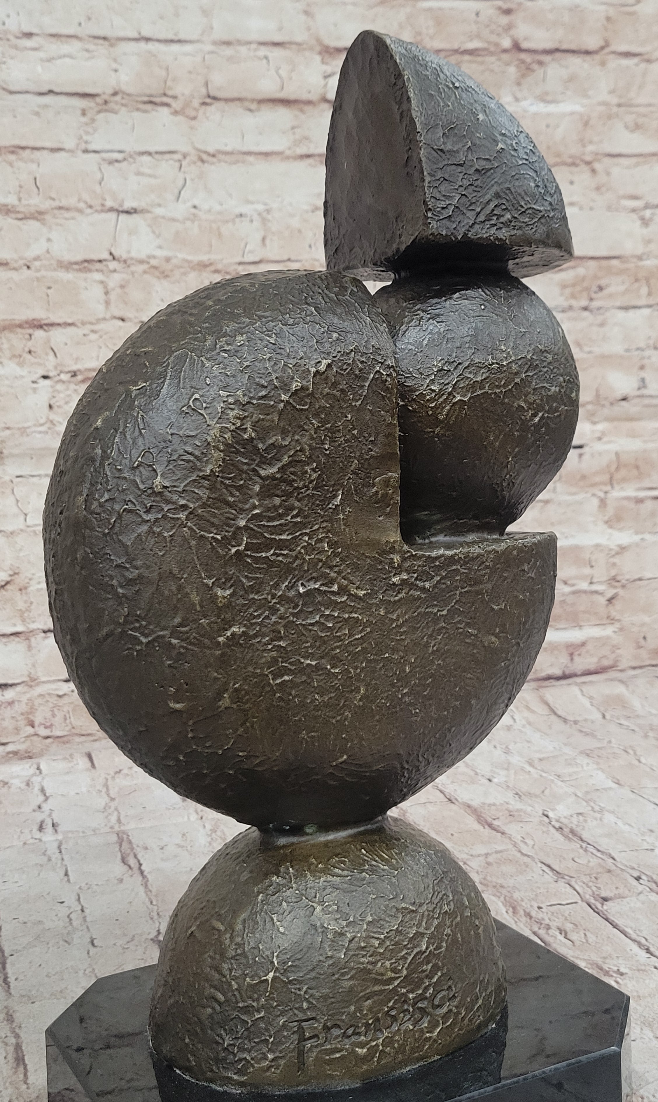 Geometric Bronze Metal Pac Man Inspired Art Sculpture by Fransisci