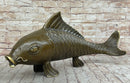 Hot Cast Bronze Koi Carp Chinese Fish Sculpture Signed Art