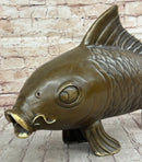 Hot Cast Bronze Koi Carp Chinese Fish Sculpture Signed Art